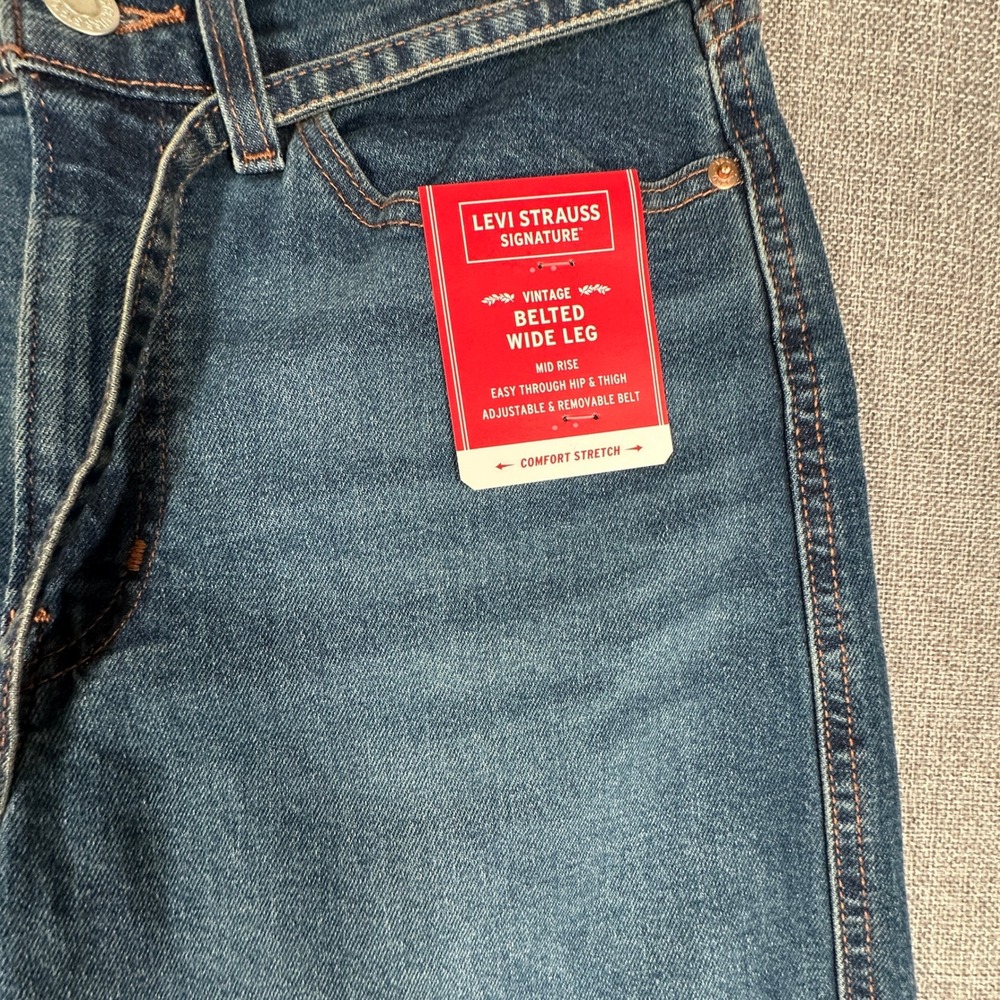Levi's Signature Tie Waist Vintage Wide Leg Jeans Womens Size 4 W27 Blue NEW - Picture 5 of 12